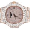 Premium Edition 40 MM Patek Philippe Rose Gold Plated White Diamond Men’s Watch | Luxury Diamond Watch For Men | Fully Iced Out Men’s Watch