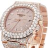 Premium Edition 40 MM Patek Philippe Rose Gold Plated White Diamond Men’s Watch | Luxury Diamond Watch For Men | Fully Iced Out Men’s Watch