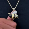 Bee Pendant Black, Yellow, White Round Moissnaites Studded Pendant For Men | Hip Hop Style Bee Pendant Necklace For Unisex