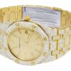 42MM Audemars Piguet Royal Oak Yellow Plated Diamond Men’s Watch | Luxury Diamond Watch For Men | Fully Iced Out Men’s Watch |