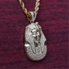 Pharaoh Pendant White Round Moissanites Studded Yellow Plated Pendant For Men | Pharaoh Hip Hop Style Pendant / Necklace For Unisex