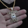 Under Dog Pendant White Round Moissanites Studded Yellow Plated Pendant For Men | Under Dog Hip Hop Style Pendant / Necklace For Unisex