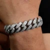 Iced Out White Round Moissanites Miami Cuban Bracelet (19mm) For Men | Men’s Hip Hop Style Bracelets