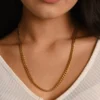 4mm Curb Link Cuban Style Yellow Plated Necklace For Women | Hip Hop Style Curb Link Cuban Link Necklace For Women