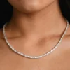 Clustered Tennis Style White Moissanites Studded Necklace In Yellow Plated For Women | Hip Hop Style Tennis Style Chain Necklace For Women