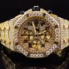 Premium Series 42 MM Audemars Piguet Yellow Plated White Diamond Men’s Watch | Luxury Diamond Watch For Men | Fully Iced Out Men’s Watch