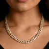 8mm Miami Cuban Link Style Choker Necklace In White Gold For Women | Hip Hop Style Cuban Link Chain Necklace For Women