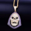 Skull Multicolor & Rope Chain Yellow Plated Pendant | Hip Hop Rock Iced Out Style Yellow Plated Pendant