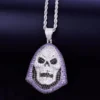 Skull Multicolor & Rope Chain Yellow Plated Pendant | Hip Hop Rock Iced Out Style Yellow Plated Pendant