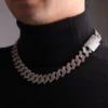 Miami Cuban Link Choker Iced Out Charms Shiny White Moissanites Chain Necklace | Hip Hop Style Cuban Link Chain Necklace For Men