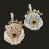 Hip Hop Style Lion Crown Iced Out Prong Setting White Missanites Two Tone Plated Pendant