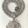 Iced Out Medallion Style White Moisanites Pendant Cuban Link Necklace For Men