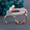 Double Finger Knuckle Hip Hop Moissanite Diamond Two Tone Plated Ring For Women