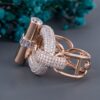 Double Finger Knuckle Hip Hop Moissanite Diamond Two Tone Plated Ring For Women