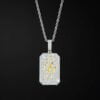Claw Scratch Gold Plated White Moissanite Dog tag Pendant For Men