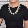 Bling Hip Hop Style Iced Out Heavy Punk Rivet Choker Necklace For Men