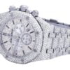 Fully Iced Out Men’s Classic Wristwatch | 41MM Audemars Piguet Royal Oak Chrono Steel, Silver With Diamond Watch | Luxury Diamond Watch For Men (Copy)