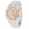 Luxury Diamond Watch For Men | Men’s 41 MM Audemars Piguet Royal Oak Yellow Plated Stainless Steel with White Diamond Watch | Fully Iced Out Men’s Classic Wristwatch