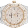 Luxury Diamond Watch For Men | Men’s 41 MM Audemars Piguet Royal Oak Yellow Plated Stainless Steel with White Diamond Watch | Fully Iced Out Men’s Classic Wristwatch