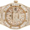 Luxury Diamond Watch For Men | Men’s 41 MM Audemars Piguet Royal Oak Yellow Gold Plated with White Diamond Wristwatch | Fully Iced Out Men’s Classic Wristwatch