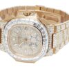 Patek Philippe Nautilus Rose Gold Plated 5980/1R-001 White Diamond Wristwatch For Men | Fully Iced Out Men’s Classic Wristwatch | Luxury Diamond Watch For Men