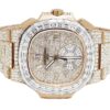 Patek Philippe Nautilus Rose Gold Plated 5980/1R-001 White Diamond Wristwatch For Men | Fully Iced Out Men’s Classic Wristwatch | Luxury Diamond Watch For Men