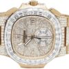 Patek Philippe Nautilus Rose Gold Plated 5980/1R-001 White Diamond Wristwatch For Men | Fully Iced Out Men’s Classic Wristwatch | Luxury Diamond Watch For Men