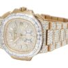 Patek Philippe Nautilus Rose Gold Plated 5980/1R-001 White Diamond Wristwatch For Men | Fully Iced Out Men’s Classic Wristwatch | Luxury Diamond Watch For Men