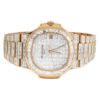 Patek Philippe Nautilus 5711 Baguette Diamond Yellow Gold Wristatch For Men | Fully Iced Out Men’s Classic Wristwatch | Luxury Diamond Watch For Men