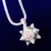 Rapper Pendant Spiked Ball Pendant Necklace & 4mm Tennis Chain | Mace Ball Necklace | Hip Hop Jewelry | Iced Out Necklace | Hip Hop Pendant For Men / Women