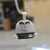 Iced Out Awesome Emoji Style Pendant Necklace For Men | Black & White Moissanites Studded Pendant