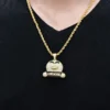 Iced Out Awesome Emoji Style Pendant Necklace For Men | Black & White Moissanites Studded Pendant