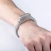 Iced Out White Moissanites Studded Handcuff Bracelet For Men