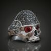 Patterned Skull Face Black Moissanites Unique Diamond Biker’s Ring For Men