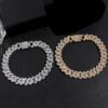 Cuban Link 12mm Iced Out Prong White Moissnaites Hand Fitted Men’s and Women’s Bracelet