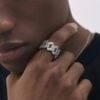 Iced-Out Sparkling White Gold Prong Ring | Glamorous hiHop Jewellery For Shine Rappers