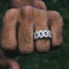 Iced-Out Sparkling White Gold Prong Ring | Glamorous hiHop Jewellery For Shine Rappers