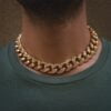 Iced Out Miami Cuban Link Chain Choker Style White Moissnaites Yellow Plated Necklace For Men