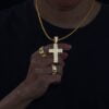 Iced Out Bling Cross Style With White Moissanite Studded Pendant Necklace For Men