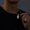 Hamsa Hands Iced Out Bling White Moissanites Pendant Necklace For Men | Hip Hop Style Pendant For Men