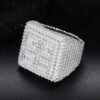 Iced Out White Moissanite Studded Pave Setting Men’s Ring | Hip Hop Style Men’s Jewelry