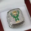 Attractive Milwaukee Bucks NBA World Championship Men’s Bright Polish White Gold Plated Ring (2021)