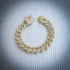 Iced Out White Moissanites Studded Prong Cuban Link Style Bracelet For Men