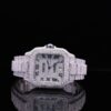 Cartier VVS Moissanite Studded Iced Out Santos Watch, Bust Down Diamonds Watch, Stainless Steel Watch, Swiss Movement Watch, Hip hop Watch