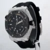14 CT Black & White Round Moissanite Diamond Watch, Black Color Silicone Band Watch, Special Occasion Watch For Him, Daily Wear Gift Watch