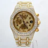 Custom Made Gold Plated Watch, 35 CT Certified VVS Moissanite Diamond Men’s Wrist Watch, Bling Out Rapper’s Luxury Hip Hop Watch, Gift Watch