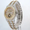 26 CT Full Iced Out VVS Certified Round Moissanite Diamond Men’s Wrist Watch, Custom Made Yellow Plated Fancy Round Dial Watch, Gift Watch