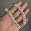 12 MM Real Moissanites Studded Cuban Link Chain 7.5 ” Inches Long Bracelet For Men