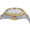 42 MM Steel & Yellow Gold Plated with White Diamond Fully Iced Out Two Tone Watch For Men | Hip Hop |