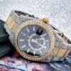 Premium Edition Date & Time Feature 42 MM White Diamond Fully Iced Out Two Tone Watch For Men | Hip Hop |